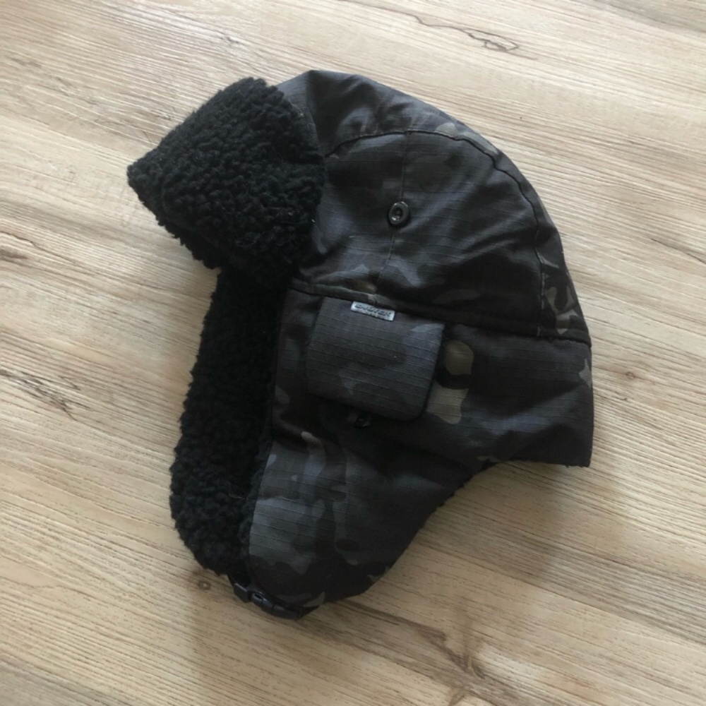 Camouflage Winter Trapper Hat with Black Lining